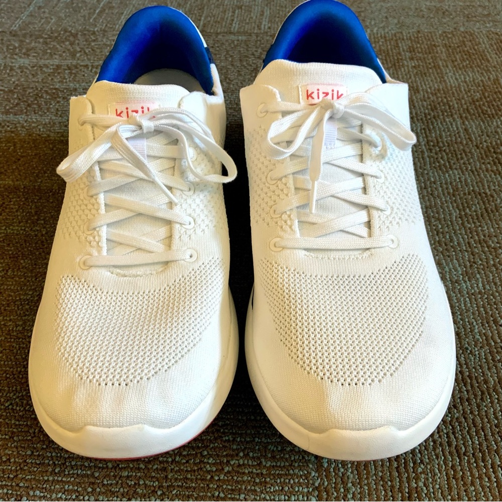 Kizik Men's White Navy Lima Casual Slip On Sneakers, size 15 WIDE 2E Wms 16.5 EE - Picture 2 of 11